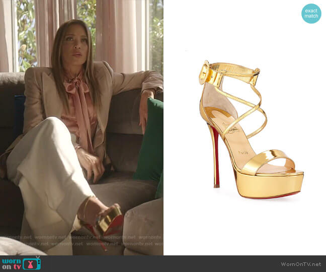 Christian Louboutin Choca Specchio Red Sole Sandals worn by Dominique Deveraux (Michael Michele) on Dynasty