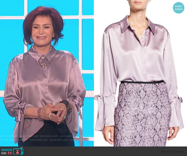 Cinq a Sept Elisia Tie Sleeve Top worn by Sharon Osbourne on The Talk