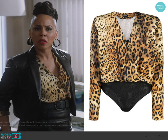 Cushnie Leopard-Print Blouson-Style Bodice worn by Tegan Price (Amirah Vann) on How to Get Away with Murder