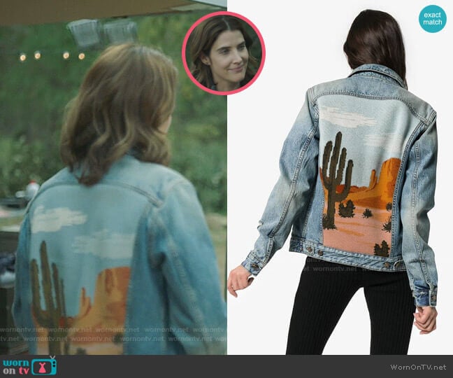 Alanui Desert-Landscape-Back Denim Jacket worn by Dex Parios (Cobie Smulders) on Stumptown