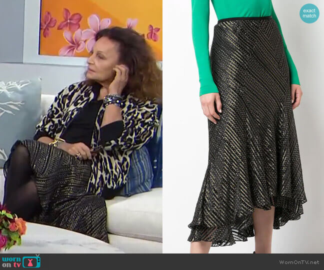 Diane von Furstenberg Debra Silk-Metallic Midi Skirt
