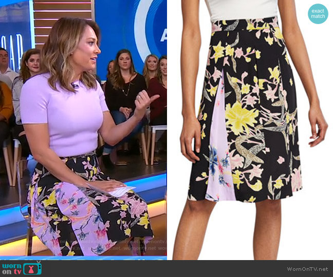 Diane von Furstenberg Opal Box Pleat Skirt worn by Ginger Zee on Good Morning America