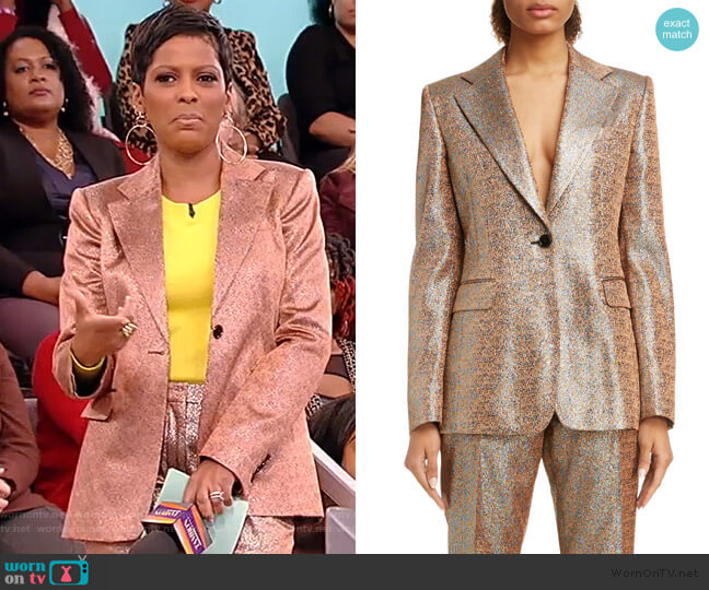 Dries Van Noten Barbilar Metallic Blazer worn by Tamron Hall on Tamron Hall Show