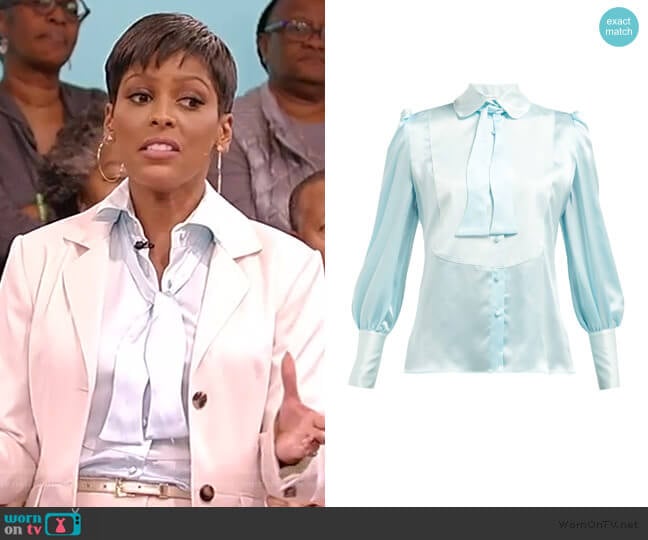 Edeltrud Hofmann Jolly Pussy-bow Silk Blouse worn by Tamron Hall on Tamron Hall Show