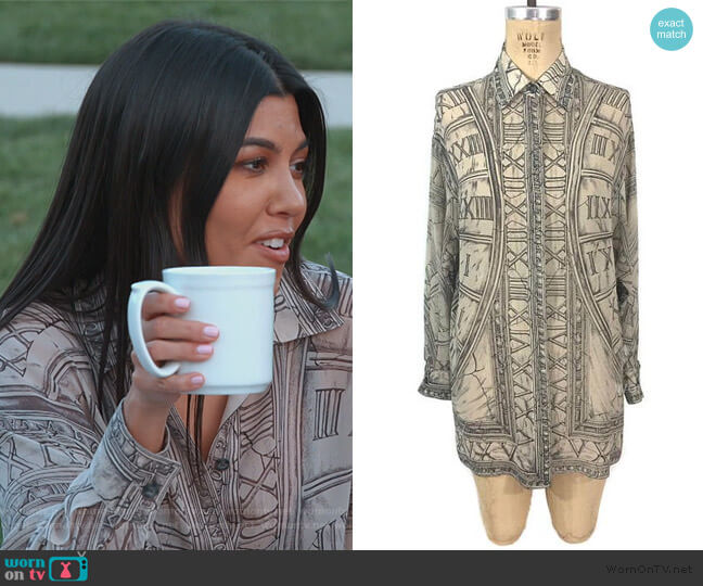 Emanuel Ungaro Zodiac Blouse worn by Kourtney Kardashian on Keeping Up with the Kardashians
