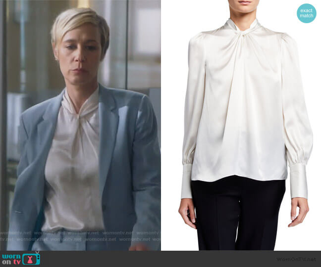 Elie Tahari Bali Twist-Neck Silk Shirt worn by Bonnie Winterbottom (Liza Weil) on How to Get Away with Murder