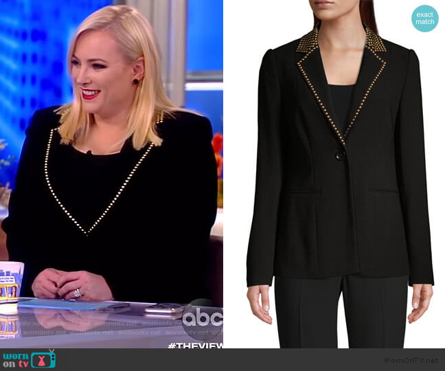 Elie Tahari Stella Studded-Lapel Blazer worn by Meghan McCain on The View