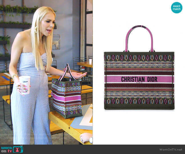 Christian Dior Embroidered Book Tote Bag worn by Kameron Westcott on The Real Housewives of Dallas