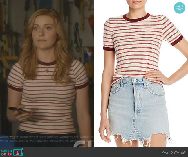 Enza Costa Striped Ringer Tee worn by Nancy Drew (Kennedy McMann) on Nancy Drew