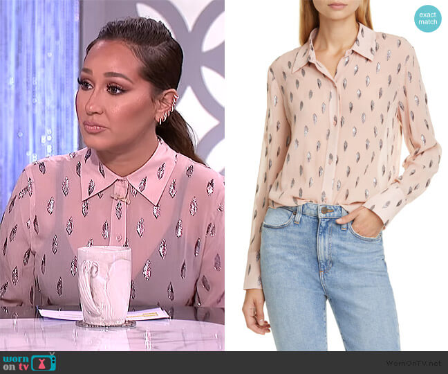 Equipment Sedienne Metallic Leaves Blouse worn by Adrienne Houghton on The Real