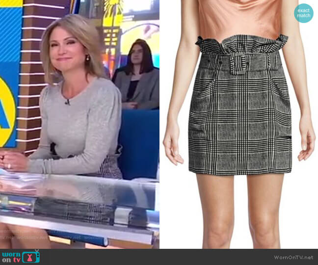 Fleur du Mal Plaid Paper Bag Skirt worn by Amy Robach on Good Morning America
