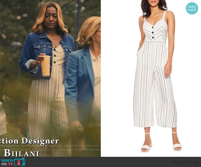 Parker Dominica Striped Sleeveless Wide-Leg Crop Jumpsuit worn by Daisy Grant (Patina Miller) on Madam Secretary