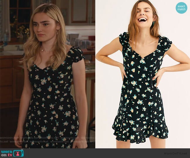 Free People Like A Lady Black Mini Dress worn by Taylor Otto (Meg Donnelly) on American Housewife