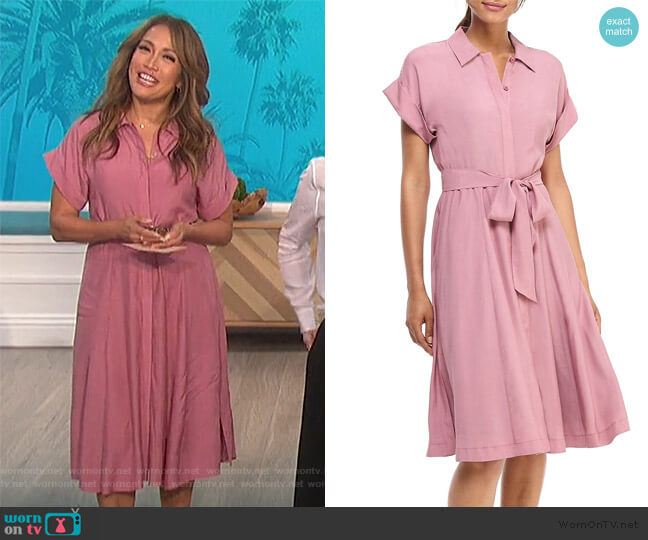 Gal Meets Glam Collection Feather Faille Short-Sleeve Shirtdress worn by Carrie Inaba on The Talk