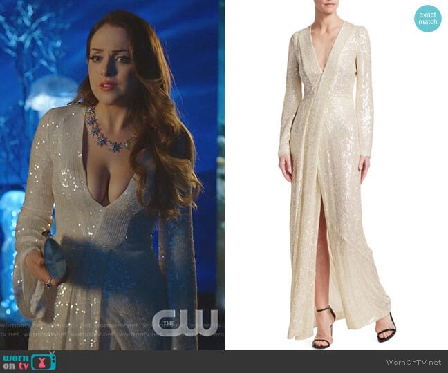 Galvan Moonlight Sequin Gown worn by Fallon Carrington (Elizabeth Gillies) on Dynasty