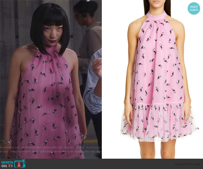 Ganni Embellished Mesh Trapeze Dress worn by Mei Lin (Poppy Liu) on Sunnyside