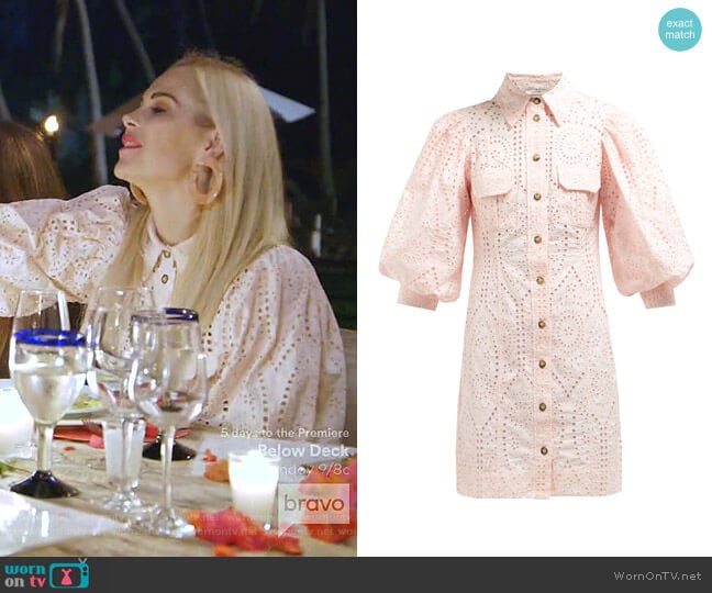 Ganni Broderie-Anglaise Shirtdress worn by Kameron Westcott on The Real Housewives of Dallas