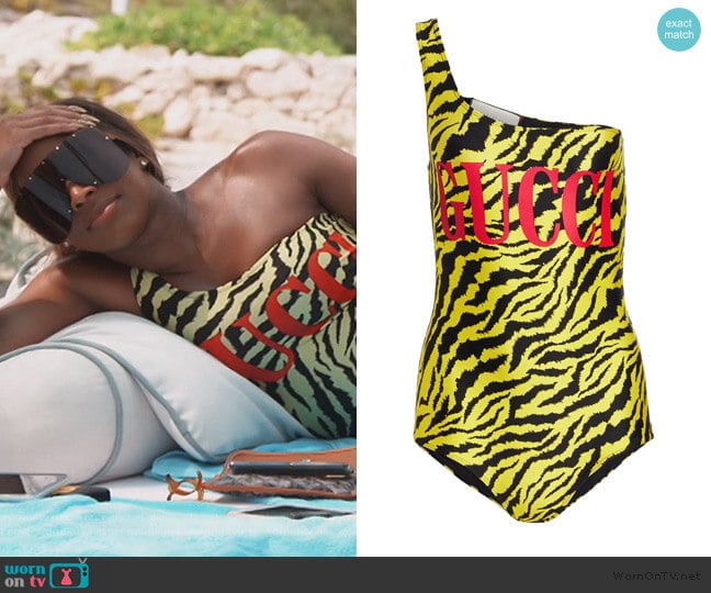 Malika’s Gucci tiger stripe swimsuit on Keeping Up with the Kardashians