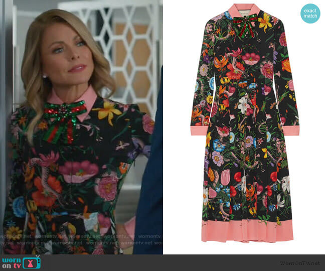 Gucci Pleated printed silk crepe de chine dress
