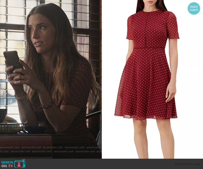 Hobbs London Cecily Polka Dot Fit-and-Flare Dress worn by Stephanie 'Stevie' McCord (Wallis Currie-Wood) on Madam Secretary