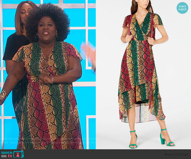 INC International Concepts Snake-Embossed Wrap Dress worn by Sheryl Underwood on The Talk