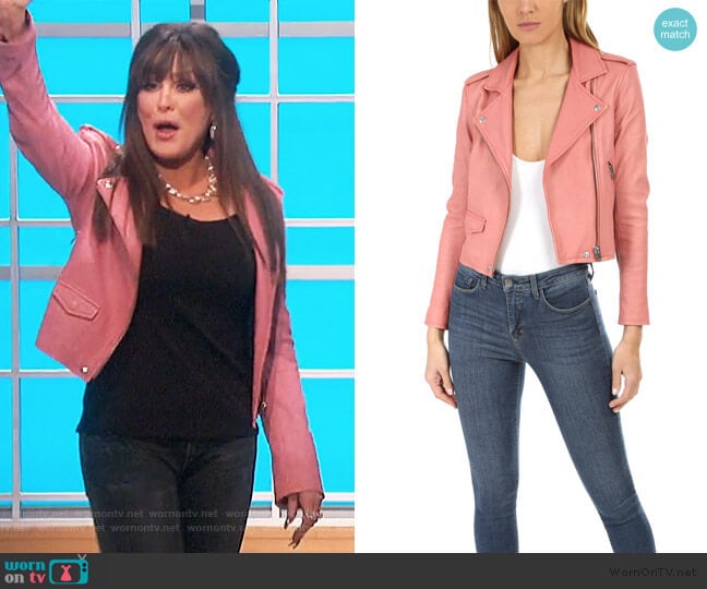 IRO Ashville Leather Jacket in Blush Lurex worn by Marie Osmond on The Talk
