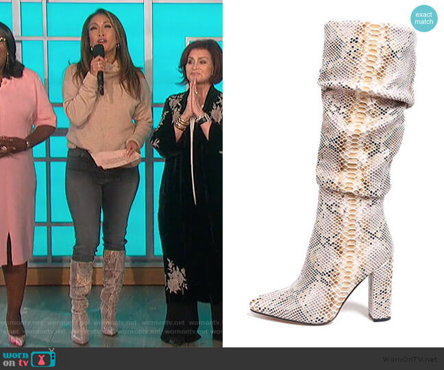 ISNOM Snakeskin Boots Mid-Calf Boots worn by Carrie Inaba on The Talk