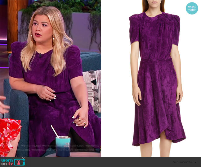 Isabel Marant Puff Sleeve Corduroy Dress worn by Kelly Clarkson on The Kelly Clarkson Show