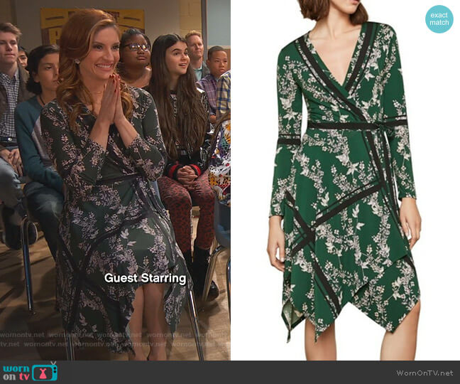 Bcbgmaxazria Isabella Floral Wrap Dress worn by Chelsea Grayson (Anneliese van der Pol) on Ravens Home