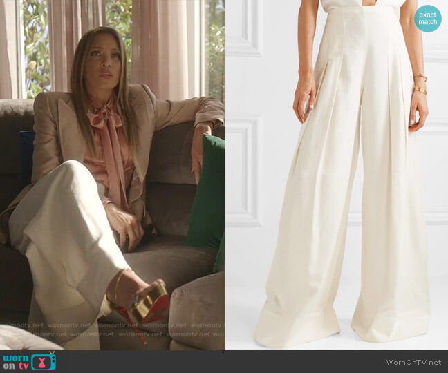 Jacquemus Arcello Pleated Wide-Leg Pants worn by Dominique Deveraux (Michael Michele) on Dynasty