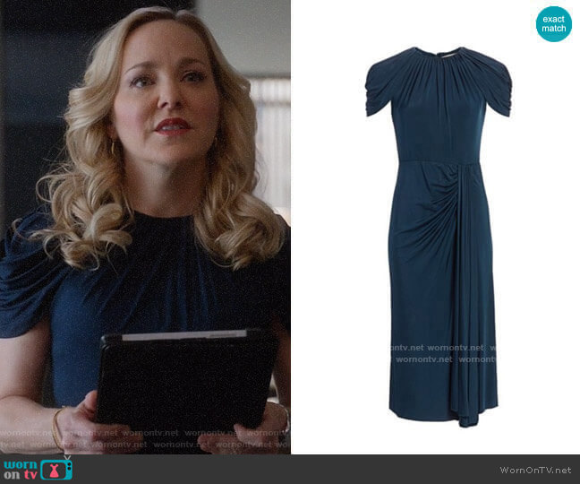 Jason Wu Collection Ruched Jersey Midi Dress worn by Marissa Morgan (Geneva Carr) on Bull