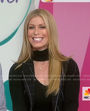 Jill’s black grid check vest and pants on Today