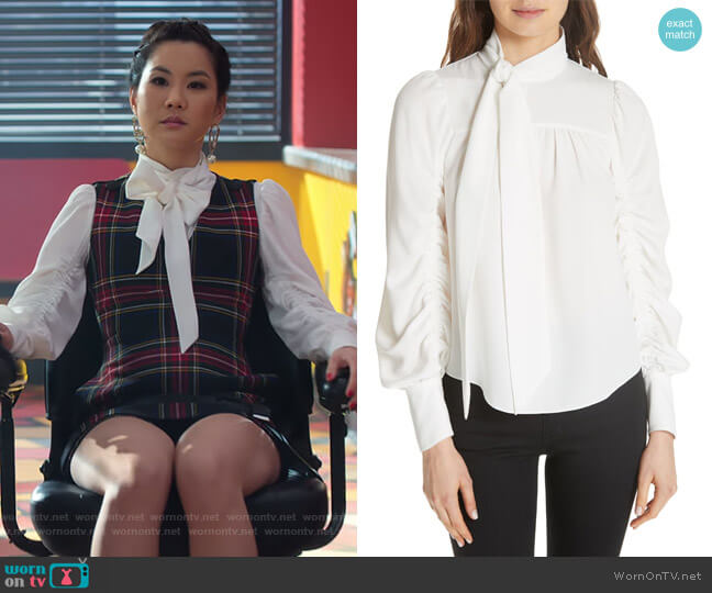 Joie Kineta Tie Neck Blouse worn by Dixie Sinclair (Irene Choi) on Insatiable