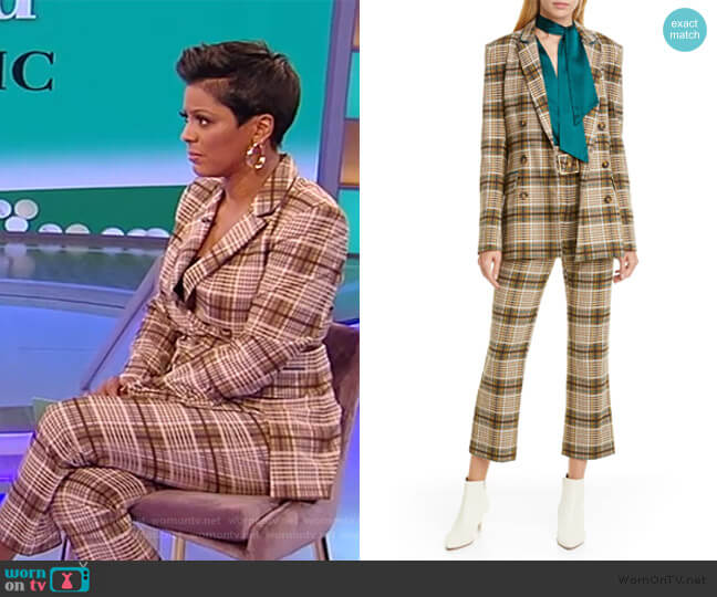 Jonathan Simkhai Double Breasted Plaid Jacket worn by Tamron Hall on Tamron Hall Show