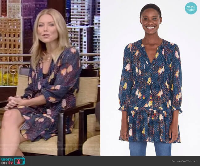 Farm Rio Jungle Cashew Mini Dress worn by Kelly Ripa on Live with Kelly and Mark