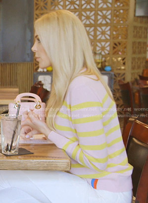 Kameron’s pink and yellow striped sweater on The Real Housewives of Dallas