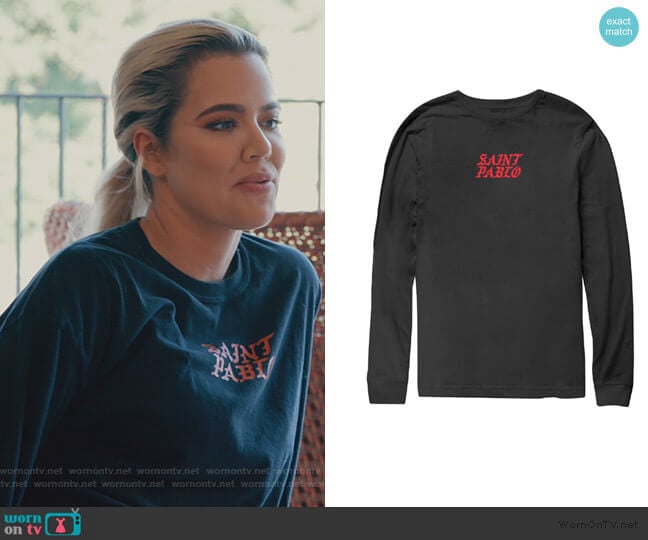 Yeezy Kim Tennis Black Long Sleeve T-Shirt worn by Khloe Kardashian on Keeping Up with the Kardashians