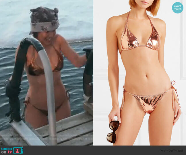Lisa Marie Fernandez Pamela metallic stretch-PVC bikini worn by Kourtney Kardashian on Keeping Up with the Kardashians