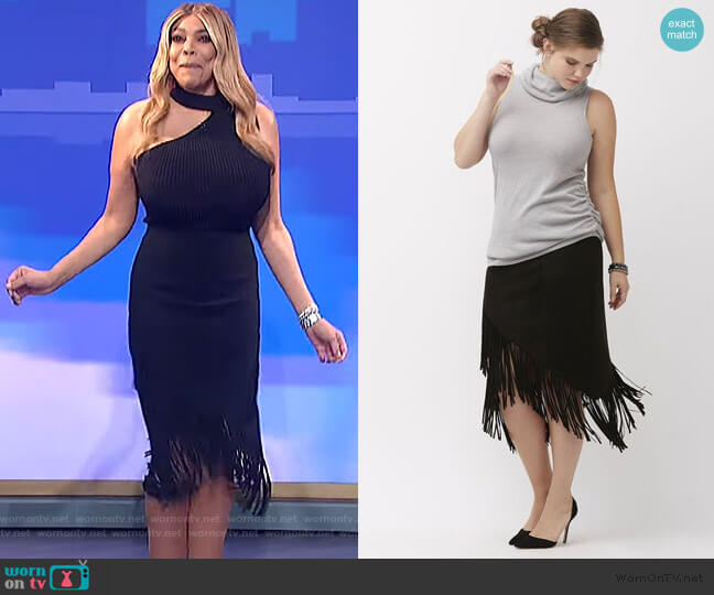 Lane Bryant Lane Suede Fringe Skirt worn by Wendy Williams on The Wendy Williams Show