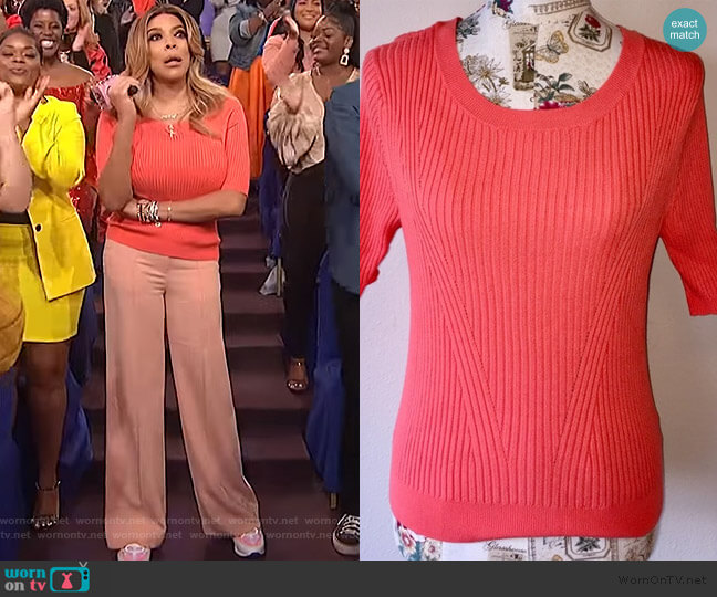 Lane Bryant Short Sleeve Ribbed Sweater worn by Wendy Williams on The Wendy Williams Show