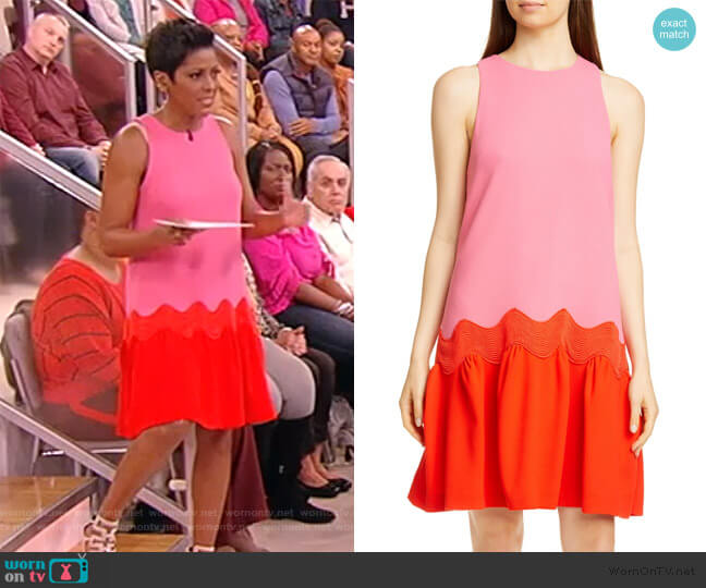 Lela Rose Wave Contrast Hem Wool Blend Dress worn by Tamron Hall on Tamron Hall Show