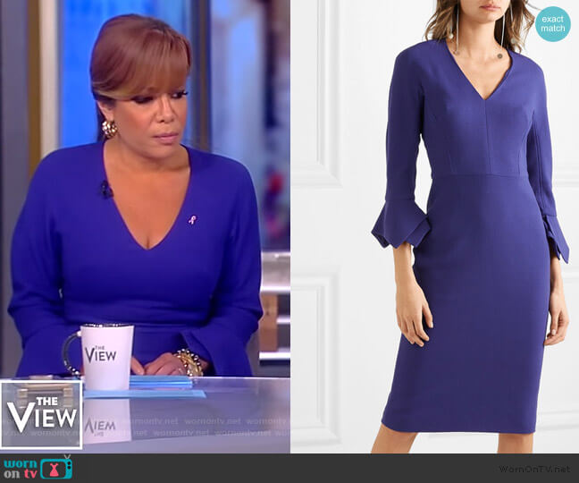 Lela Rose Wool-blend Dress worn by Sunny Hostin on The View