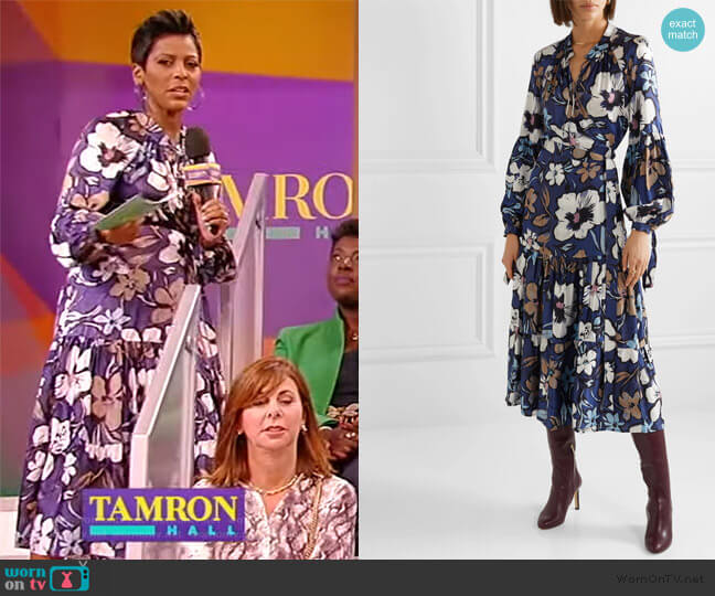 Munthe Hilda Ruffled Floral Wrap Dress worn by Tamron Hall on Tamron Hall Show