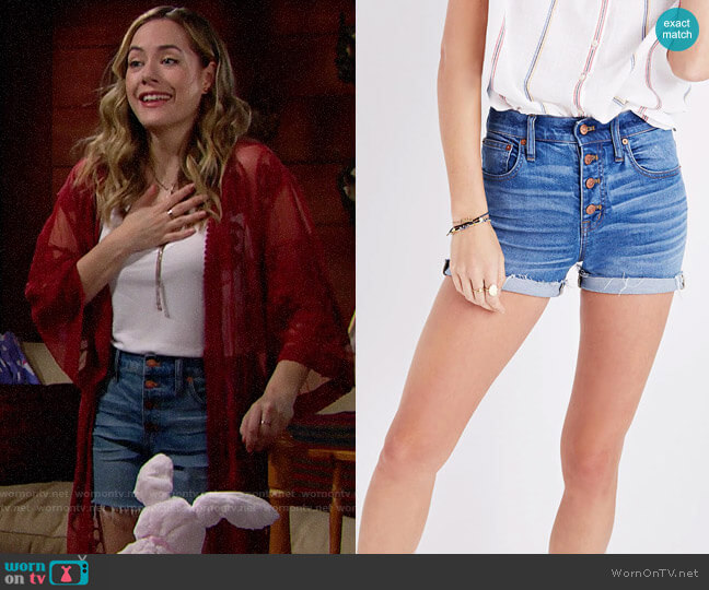 Madewell High-rise Denim Boyshorts Button-through Edition worn by Hope Logan (Annika Noelle) on The Bold and the Beautiful