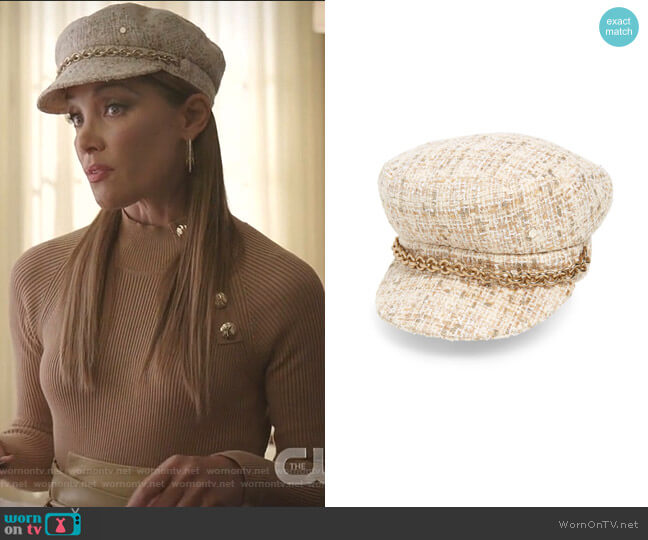 Maison Michel Abby Shiny Tweed Baker Boy Cap worn by Dominique Deveraux (Michael Michele) on Dynasty