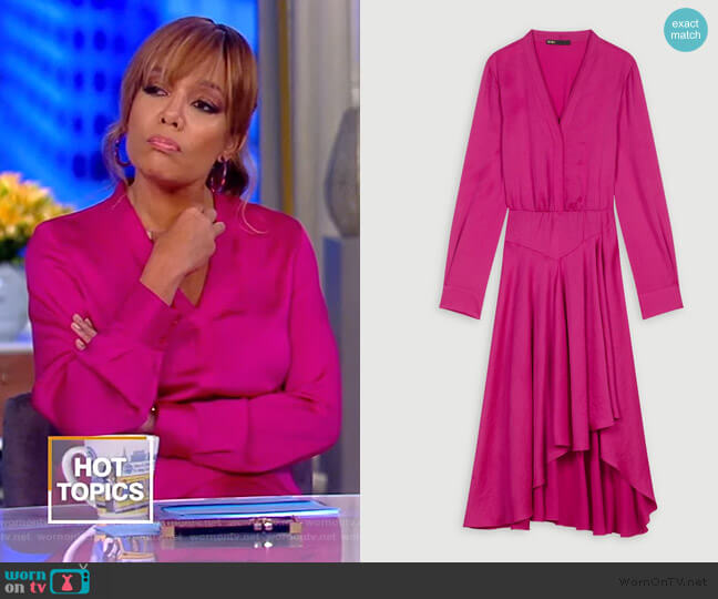 Maje Asymmetrical Satin Dress worn by Sunny Hostin on The View