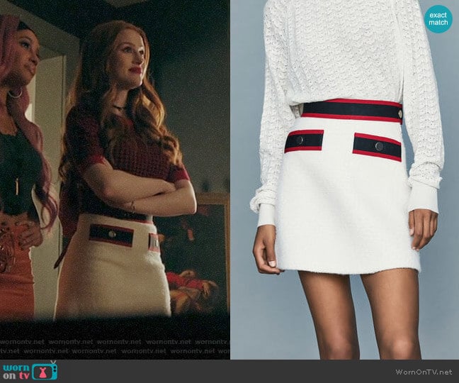 Maje Josine Skirt worn by Cheryl Blossom (Madelaine Petsch) on Riverdale