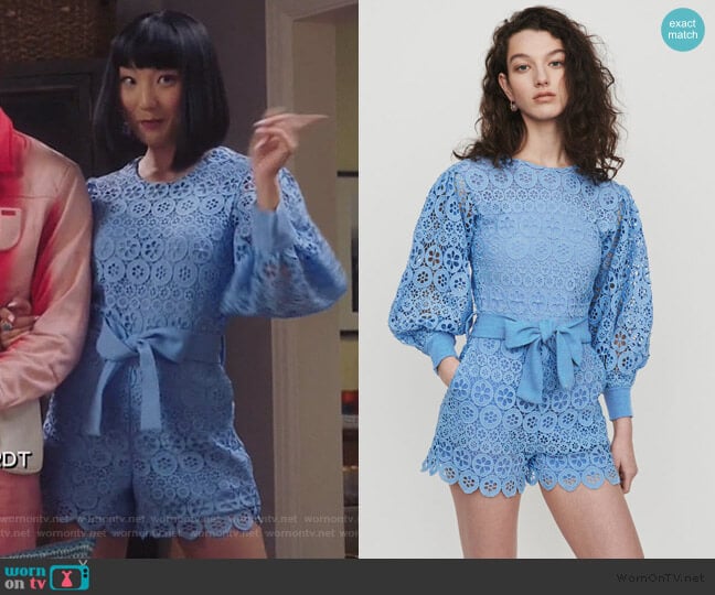 Maje Romper in Daisy Guipure worn by Mei Lin (Poppy Liu) on Sunnyside