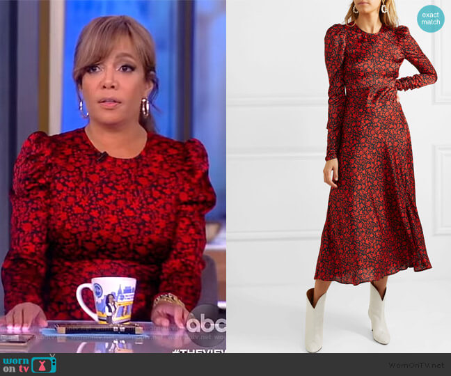 Maje Ravie Floral Print Dress worn by Sunny Hostin on The View