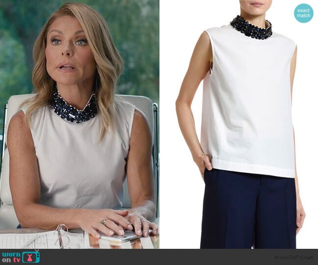 Marni Sleeveless Cotton Poplin Jewel-Neck Blouse